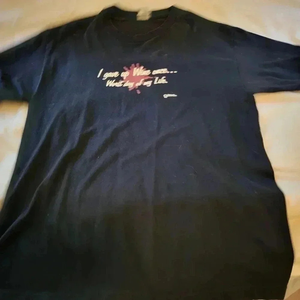 All Style Black T_Shirt 100%Cotton size L Wine Lovers - Picture 2 of 5